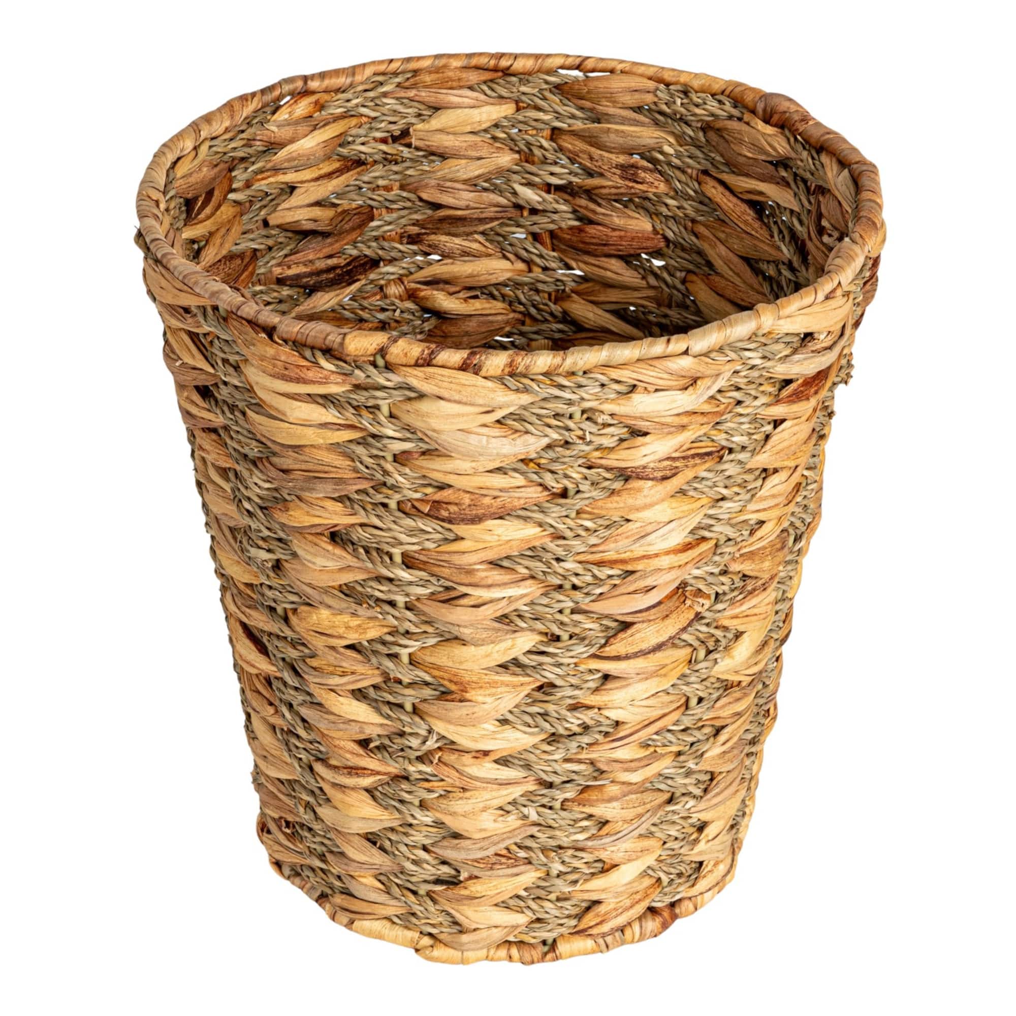 Household Essentials 11" Round Water Hyacinth & Seagrass Waste Basket